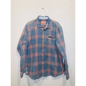 32 Bar Blues Flannel Plaid Blue Orange XL